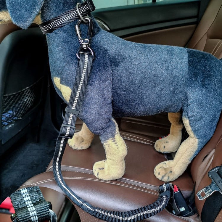Custom 3M Reflective Dog Car Seat Belt - Heavy Duty Bungee Lead by PawsAtelier