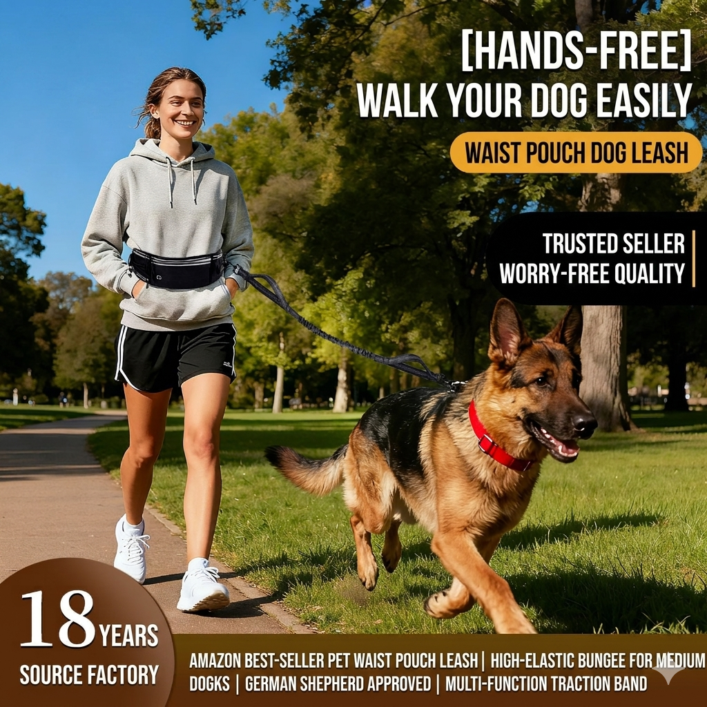 Hands-Free German Shepherd Leash Set with Elastic Running Waist Bag
